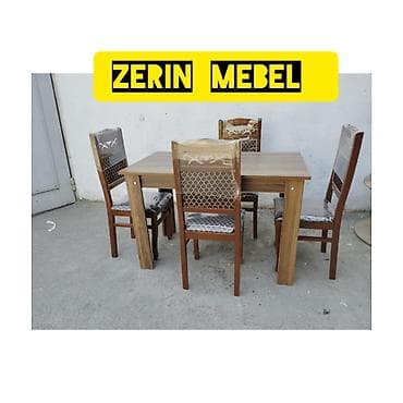 Mətbəx üçün, Açılmayan, Dördbucaq masa, 4 stul