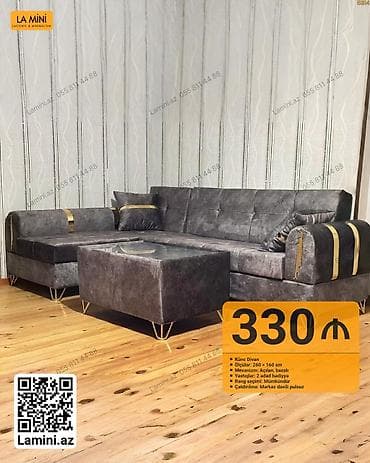 Künc divan dəsti – LAMINI - Model: Künc divan - Ölçü: 260 × 160 sm -