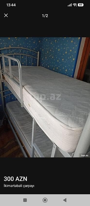 Oğlan və qız üçün, Çarpayı, Matras ilə, Siyirməsiz, Dəmir — 2