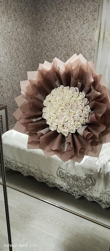 qanadlı gül: Məhsul: Zərif gül dəstəsi - Tərkib: Açıq krem rəngli (ivory) mini — 2