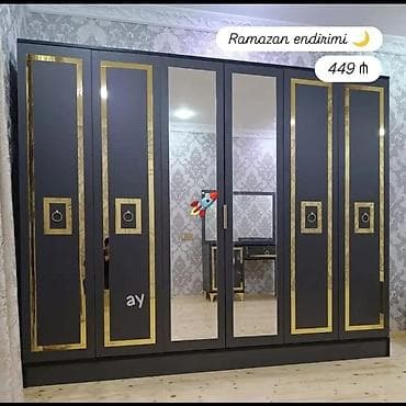 - Məhsul: Geniş paltar dolabı - Rəng və dizayn: Tünd boz/qara tonlarda