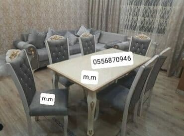 ders masaları: Qonaq otağı üçün, Yeni, Açılmayan, Dördbucaq masa, 6 stul — 28