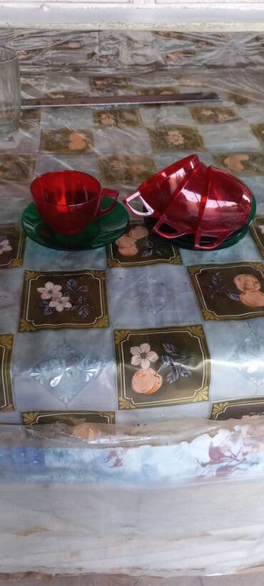 шпионский набор для детей: Çay dəsti, rəng - Qırmızı, 4 nəfərlik, SSRİ — 4