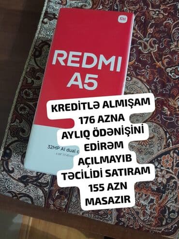бу xiaomi redmi 7 16 гб черный | объявление создано 22 июля 2020: Redmi A5, 128 GB, rəng - Qara, Kredit — 1