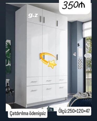 ikinci əl şkaf: Yeni, Açılan, Düz dolab, Qarderob, paltar dolabı — 1