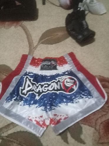 Dragon brendi Muay Thai/Boks şortu - Dizayn: Qırmızı-ağ-göy rəng