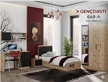 Gənc otağı mebel dəsti - Dəst tərkibi: - Tək nəfərlik çarpayı