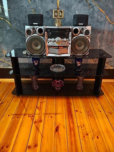 JVC mini Hi‑Fi audio sistemi və şüşə TV/akustik stend Məhsul