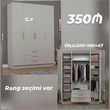 şifaner modelleri: Açılan, 4 qapılı Düz dolab, Qarderob, paltar dolabı — 1