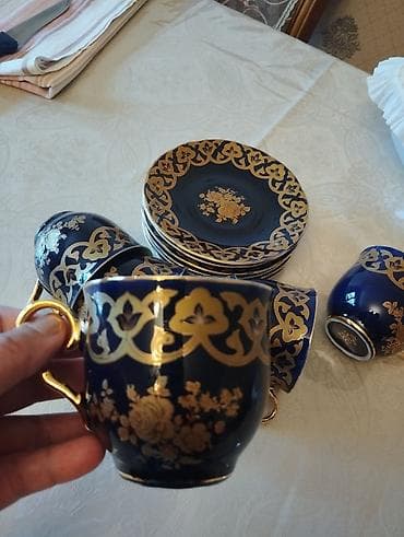 Çay dəsti, rəng - Göy, Farfor, Çexiya