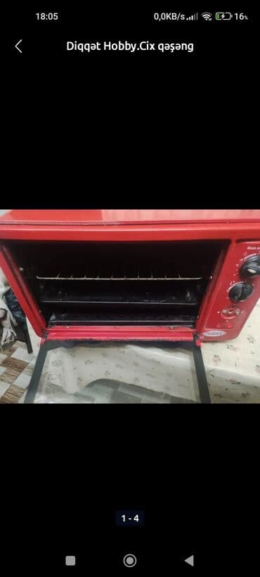 qaz sobasi ve qiymeti: Duxovka Elektrik, rəng - Qırmızı, Ayrıca dayanan, İşlənmiş — 2