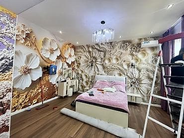 pano: 3D dekor divar kağızı – “İnci və çiçək” panoram kompozisiyası - — 1