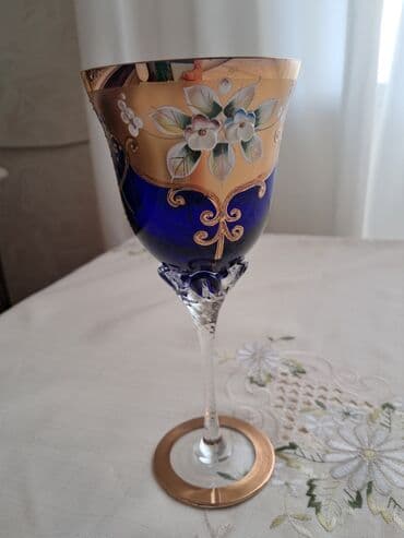 dekorativ qab: Qədəhlər, rəng - Göy, Şüşə, 1 əd — 1