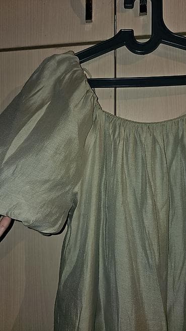 Donlar: Yaşıl-boz rəngli qadın paltarı - Uzun, düz siluet - Açıq — 1