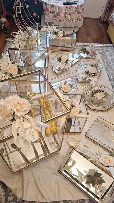 cehizlik sandiqlar: Zərif nişan/xına/söz mərasimi üçün bəzəkli səbət və qutu dəsti bir — 1