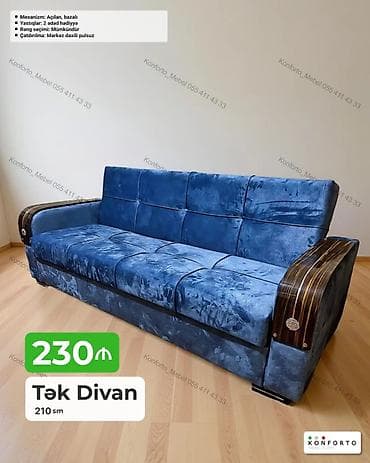 Tək divan – 210 sm - Mexanizm: açılan, bazalı (yataq funksiyası ilə) — 1