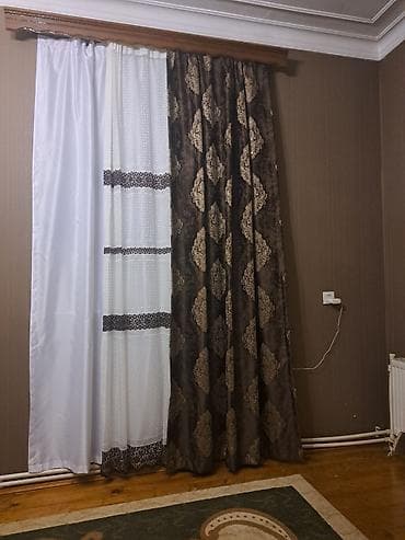 İşlənmiş, Vilyur Pərdə, rəng - Bej, Ödənişli çatdırılma