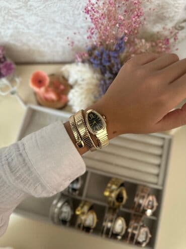 купить золотые часы бу: Yeni, Qol saatı, Bulgari, rəng - Qızılı — 6