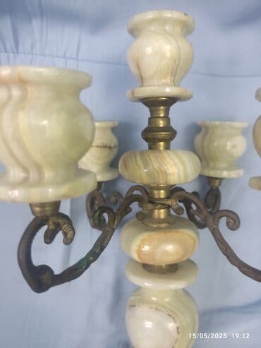 antik şamdan: Antik şamdan ideal vəaiyyətdə təzə material latun və mərmər Əcəmi — 3