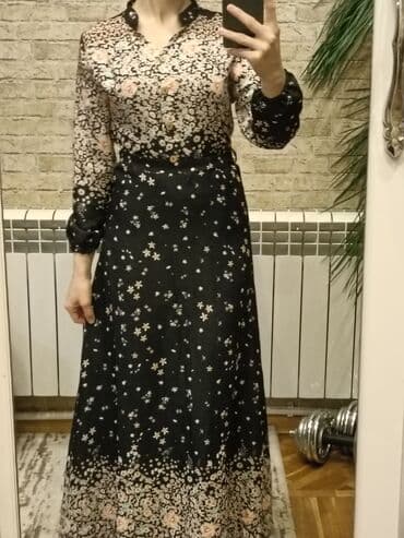 uzun donlar instagram: Qadın uzun don - Rəng: qara əsaslı, çiçək naxışlı - Üst hissə: kiçik — 1