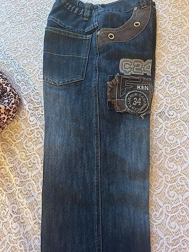 duyməli: Uşaq cins şalvarı - Material: qalın denim (tünd⅞ mavi). - Dizayn — 8