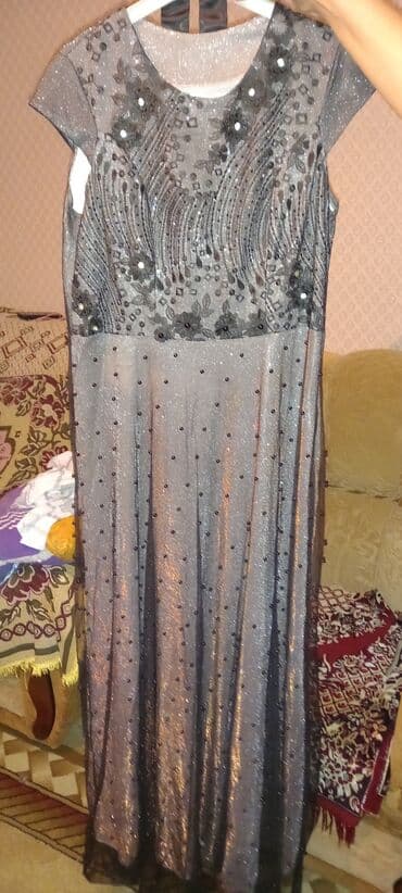 калон кардани кер дар шароити хона: Ziyafət paltarı qadınlar üçün, cəmi bir dəfə toya geyilib, ölçüsü-L; — 2