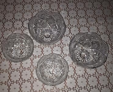 YENİ!!! -Təmiz xrustaldan 2 ədəd meyvə və 2 ədəd konfet qabı (sovet