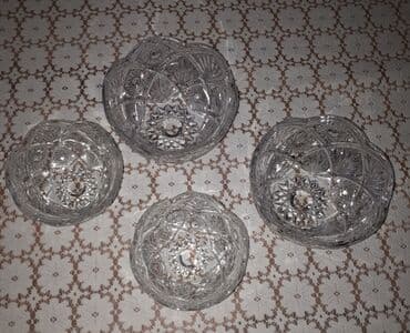 cehizlik sandiqlar: YENİ!!! -Təmiz xrustaldan 2 ədəd meyvə və 2 ədəd konfet qabı (sovet — 4