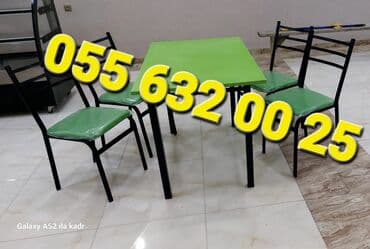 bağça üçün: Yeni, Kvadrat masa, Açılmayan, Stullar ilə, Dəri — 29