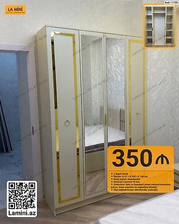 4 qapılı dolab - Ölçü: D 47 × H 200 × E 160 sm - Rəng seçimi — 1