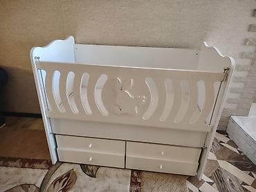 bewik: Ağ rəngdə uşaq beşiyi - Material: laminat/MDF əsaslı panel, hamar və — 7