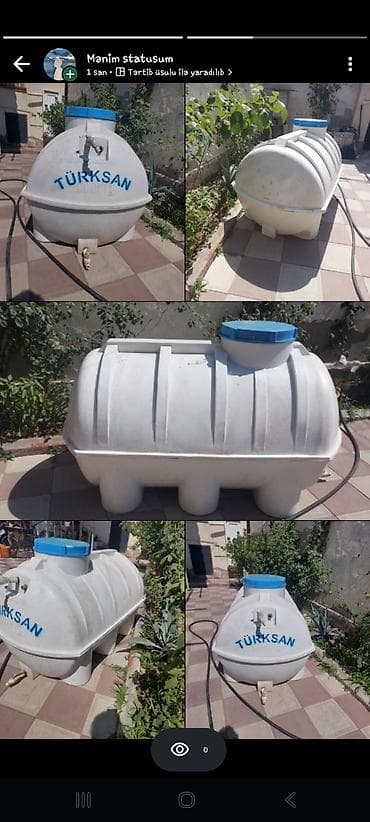 Ev və bağ: TÜRKSAN su çəni – 1000 litr - Həcm: 1000 L (korpus üzərində qeyd — 1