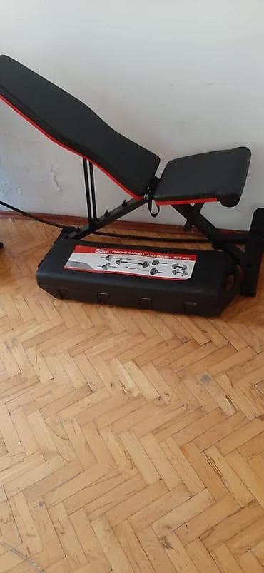 İdman və hobbi: Qantel və ştanq dəsti + jim oturacağı Xrom materialdır. 55 kq çəkisi — 2