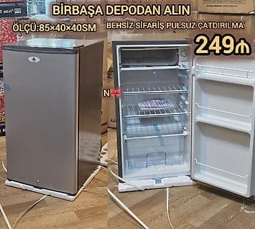 ucuz mini soyuducular: Mini soyuducu - Ölçü: 85×40×40 sm - Rəng: metalik/gümüş - Üst hissədə — 1