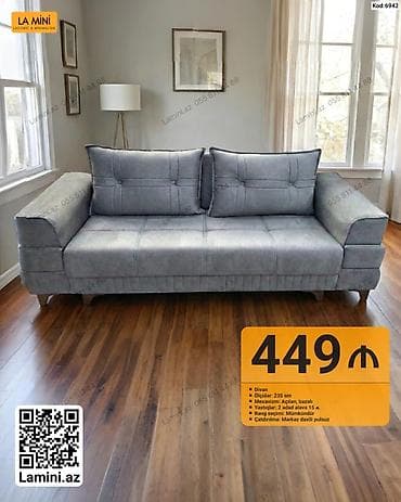 oturaca: Məhsul: Divan - Ölçü: 235 sm - Mexanizm: Açılan, bazalı - Yastıqlar — 1