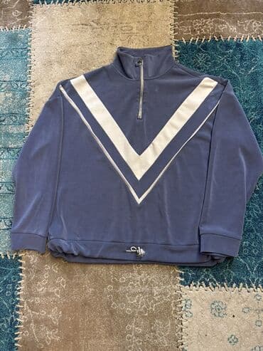 детский свитер с рисунком: Yarım fermuarlı sweatshirt - Rəng: boz-mavi (dusty blue) - Dizayn: ön — 1