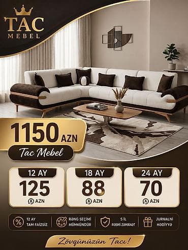 kunc divan uzlukleri: Tac Mebel künc divanları – şəxsi modellər - Elegant dizaynlı L — 6