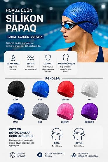Спорт и хобби: 💥 üzgüçülük papağı, papaq, hovuz üçün papaq ✅ 7/24 əlaqə saxlaya — 1