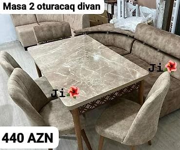 saloglu kunc divan: Mətbəx üçün, Yeni, Açılmayan, Dördbucaq masa, 2 stul — 1