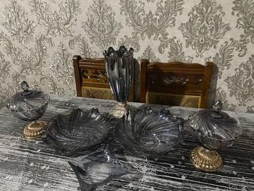 suse fasad: Zərif dekorativ şüşə-servis dəsti - Rəng: tünd boz (smoke) şüşə - — 2