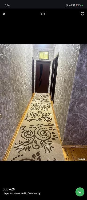 qazax kirayə ev: Həyət evi kirayə verilir, Sumqayıt şəhəri. - 3 otaqlı, geniş dəhlizli — 4