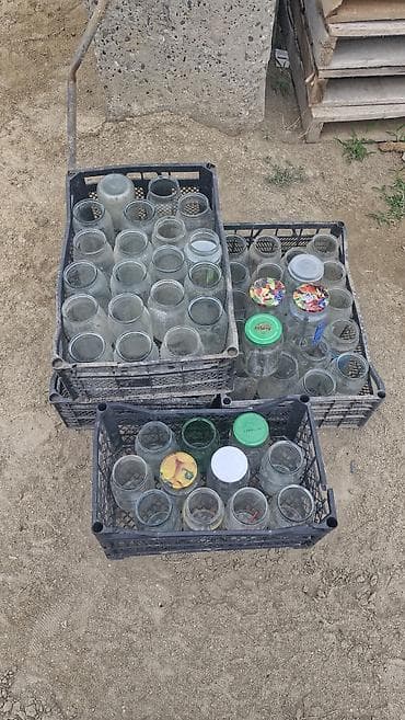 turşu: Şüşə bankalar dəsti - Plastik yeşiklərdə müxtəlif ölçülü şüşə — 1