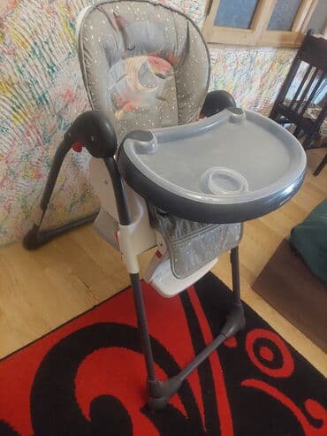 supunatorlu uşaq şəp şəpləri: Uşaq yemək stulu - Rahat və yumşaq oturacaq: boz rəngli, naxışlı — 2