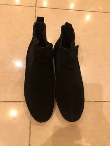замшевые мужские ботинки: Məhsul: Qara rəngli kişi botları (Chelsea üslubu) - Material: Yumşaq — 1