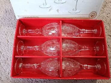 Qədəhlər, rəng - Ağ, Şüşə, 6 ədədli dəst