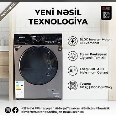 klas 6: Paltaryuyan maşın Shivaki, 6 kq, Yeni, Avtomat, Qurutmasız, Kredit var, Pulsuz çatdırılma, Rayonlara çatdırılma, Ünvandan götürmə — 1