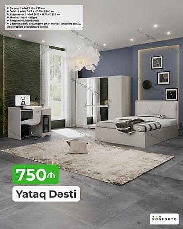 matras sumqayit: Yataq Dəsti – 750₼ Tərkibi və ölçülər: - Çarpayı: 1 ədəd, 160 × 200 — 1