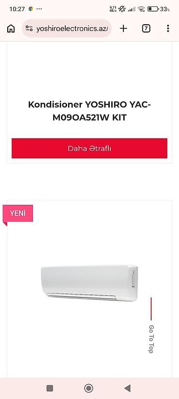 sharp soyuducu servis: Kondisioner YOSHIRO YAC-M090A521W KIT - Divar tipli split sistem — 1