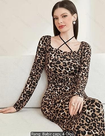 bəbir: Leopard naxışlı uzun don - Dizayn: Klassik bədənə oturan siluet, uzun — 2