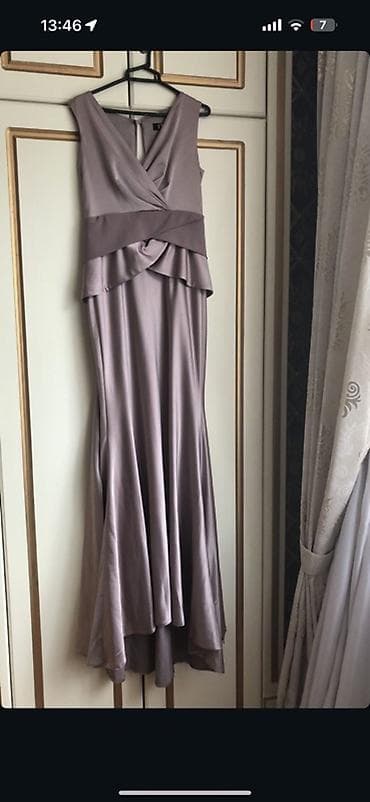 Zərif gecə libasları paketi 1) Pudra-bənövşəyi rəngdə uzun atlası